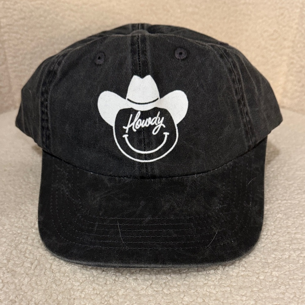Black Howdy Smiley Face Hat